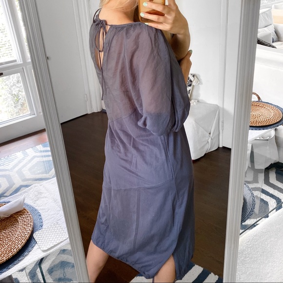 🐚 ZARA CONTEMPORARY MIDNIGHT BLUE LOOSE FIT PARTY SHEER MAXI DRESS! - Picture 4 of 12